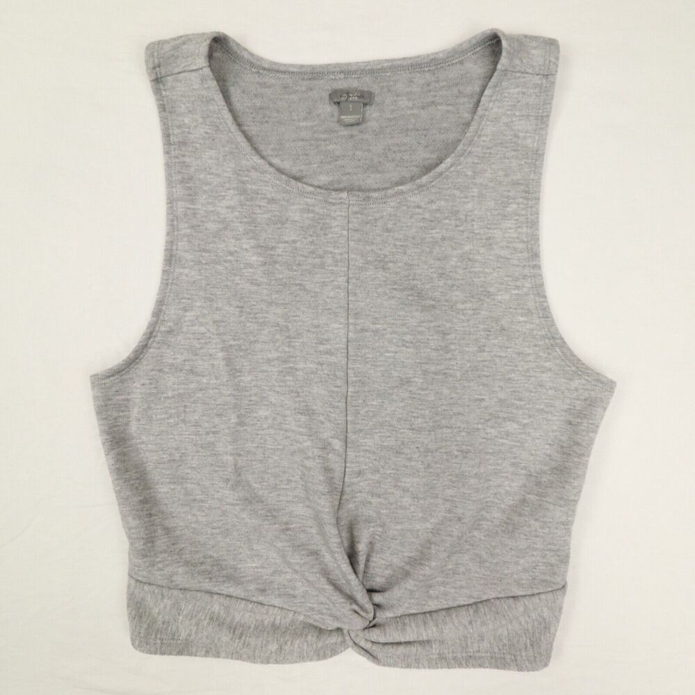 Aerie‎ Ribbed Twist Crop Tank Top​ Gray size Large
